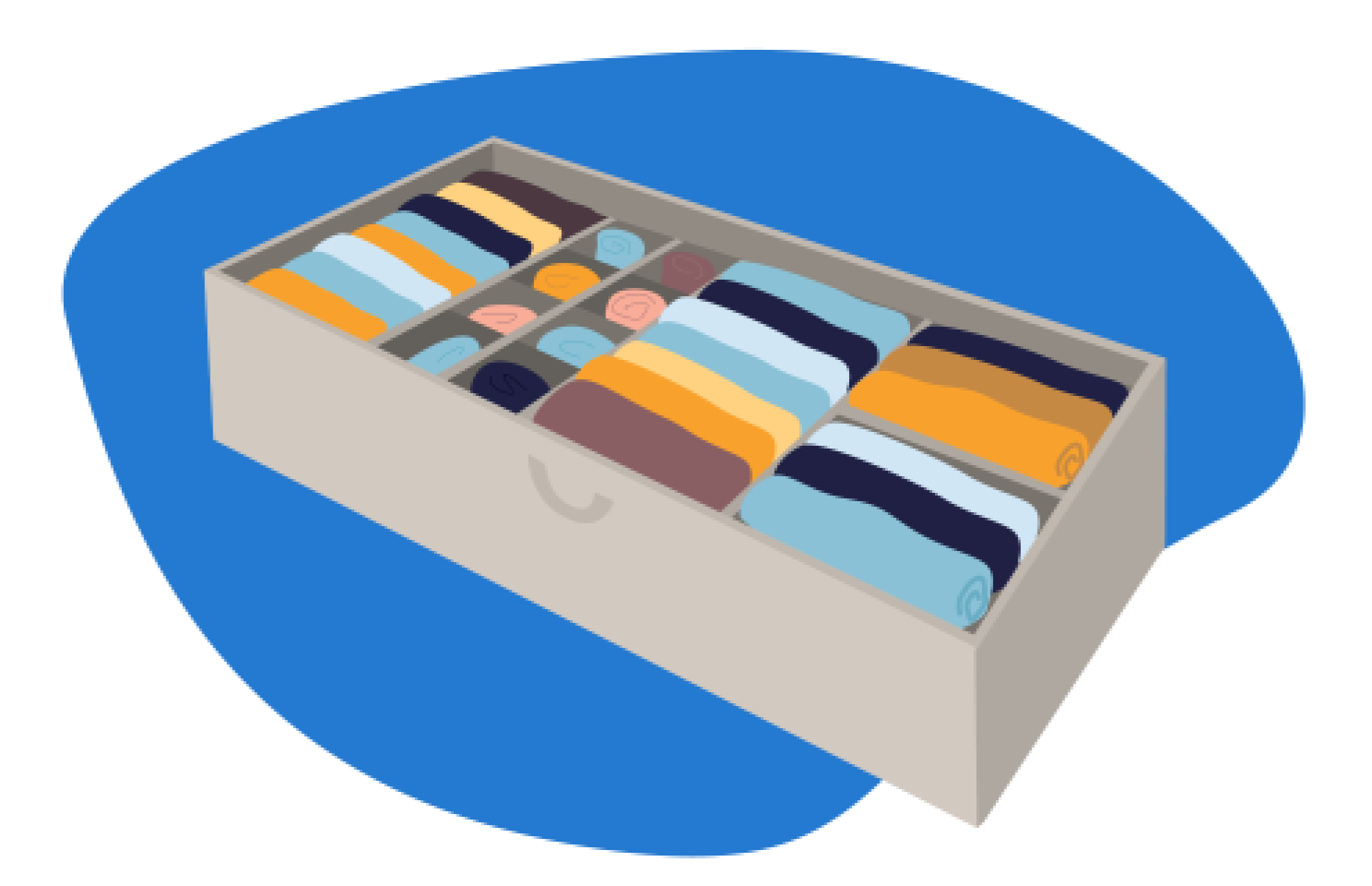 arrumação em caixas compartimentadas